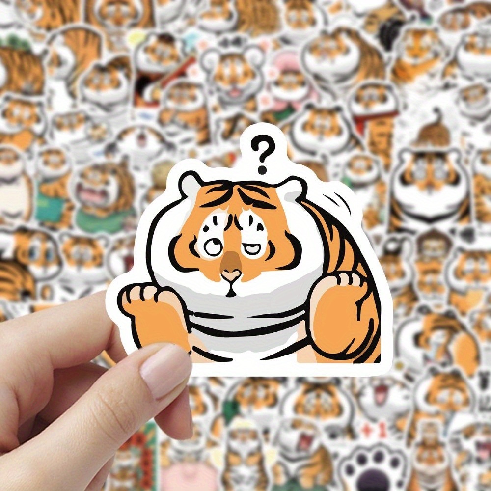 item picture 99 stickers of a chubby tiger cute cartoon animal stickers versatile for planners tablets phones and computers a  