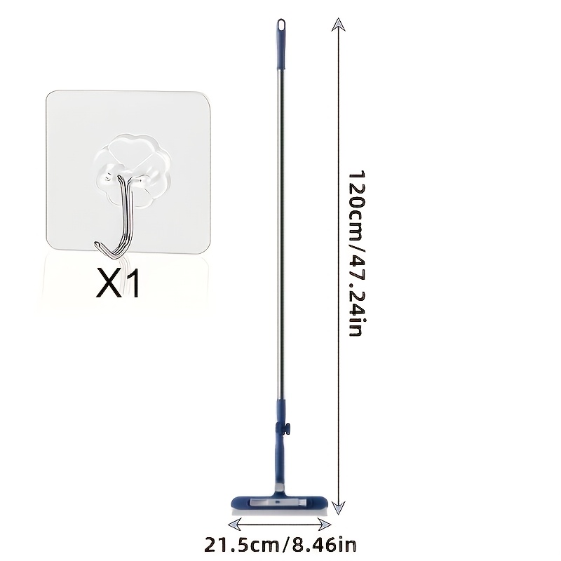TEMU Extendable Rotating Squeegee With Brush And Hook, 2-in-1 Long Handle Cleaner For Shower Glass, Windshield And Floor