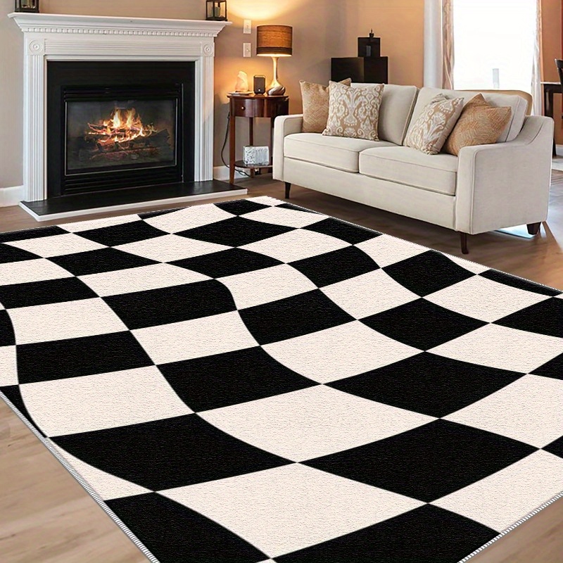 Amazon Black And White Plaid Runner Rug Checkerboard Rug - Main Image
