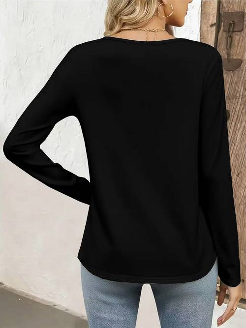 058 womens spring autumn casual long sleeve t shirt v neck long sleeve t shirt casual comfortable and versatile top