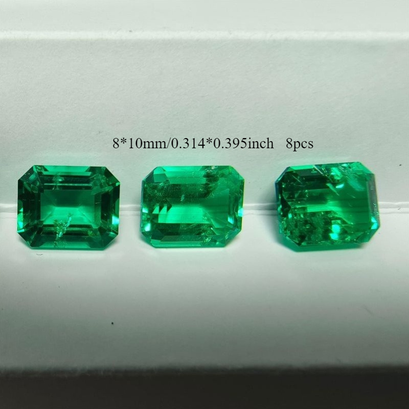 8pcs Hand-cut Lab-grown Colombian Green 8x10mm, For Jewelry Making (engagement Rings, Wedding Bands, Earrings, S, Pendants, Necklaces)