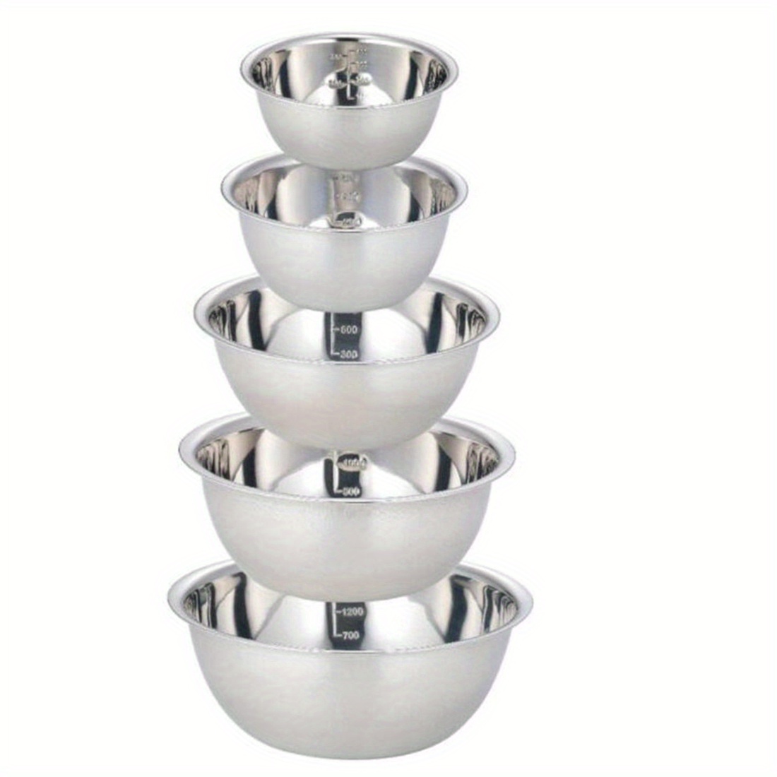 TEMU Stainless Steel Mixing Bowls (set Of 5) Non Slip Nesting Whisking Bowls Set Mixing Bowls Salad Cooking Baking