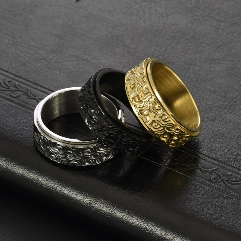 vintage inspired stainless steel rotating ring for men elegant cloud   polished     ideal for casual attire vintage jewelry Product details 5
