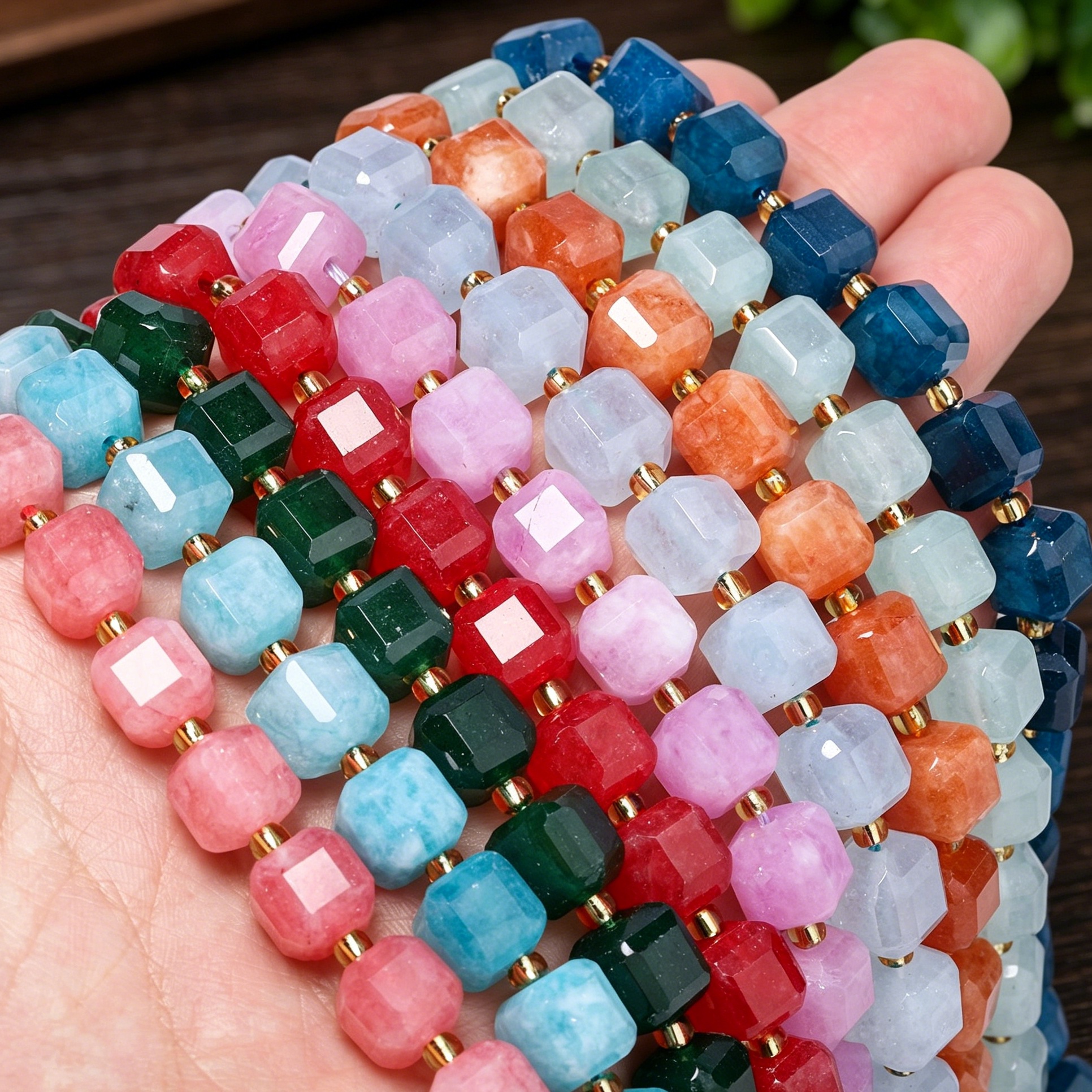 7-8mm Natural Stone Garnet Loose Beads for DIY Jewelry Making