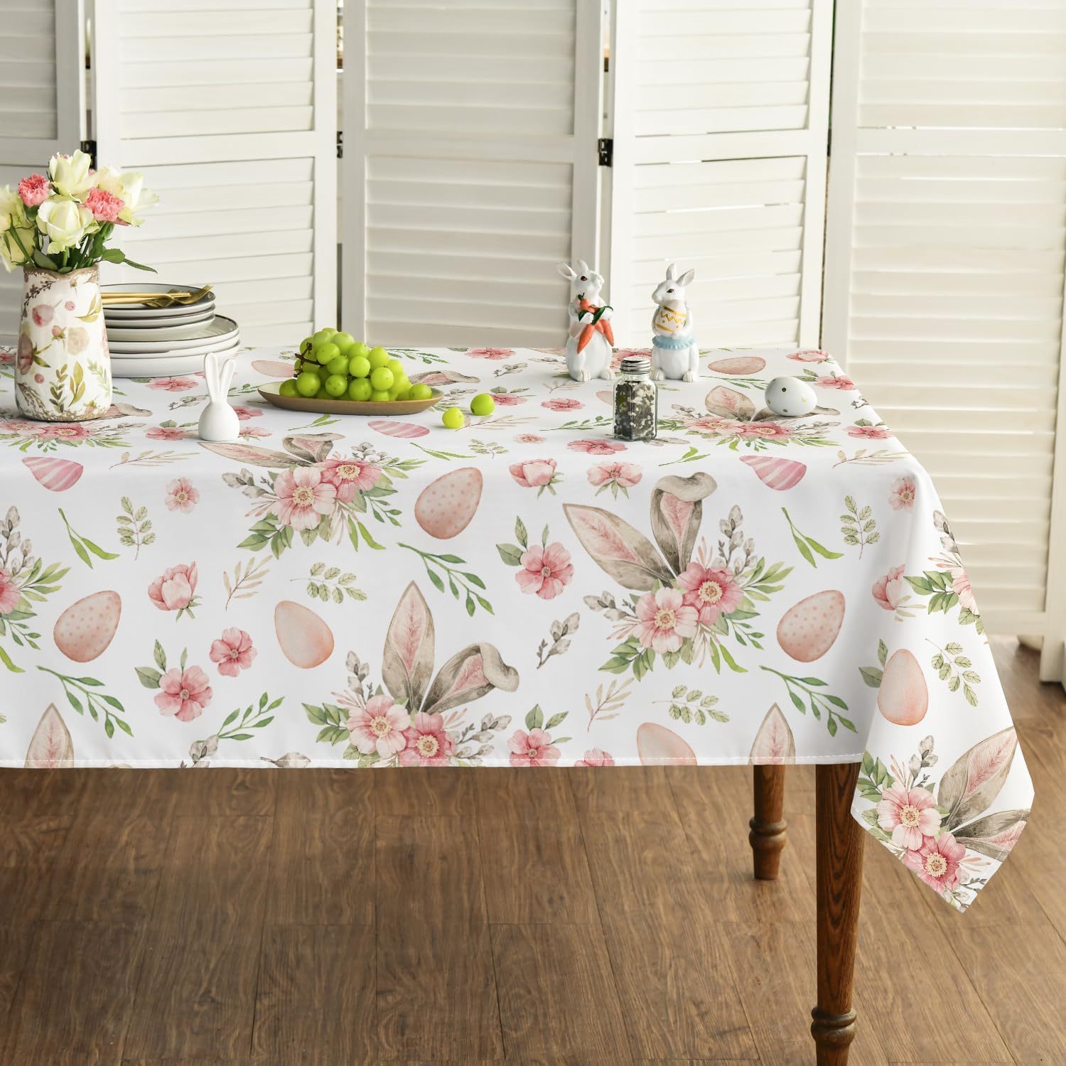 

1pc Easter Ear Washable Rectangular Tablecloth, Table For Decor, 100% And