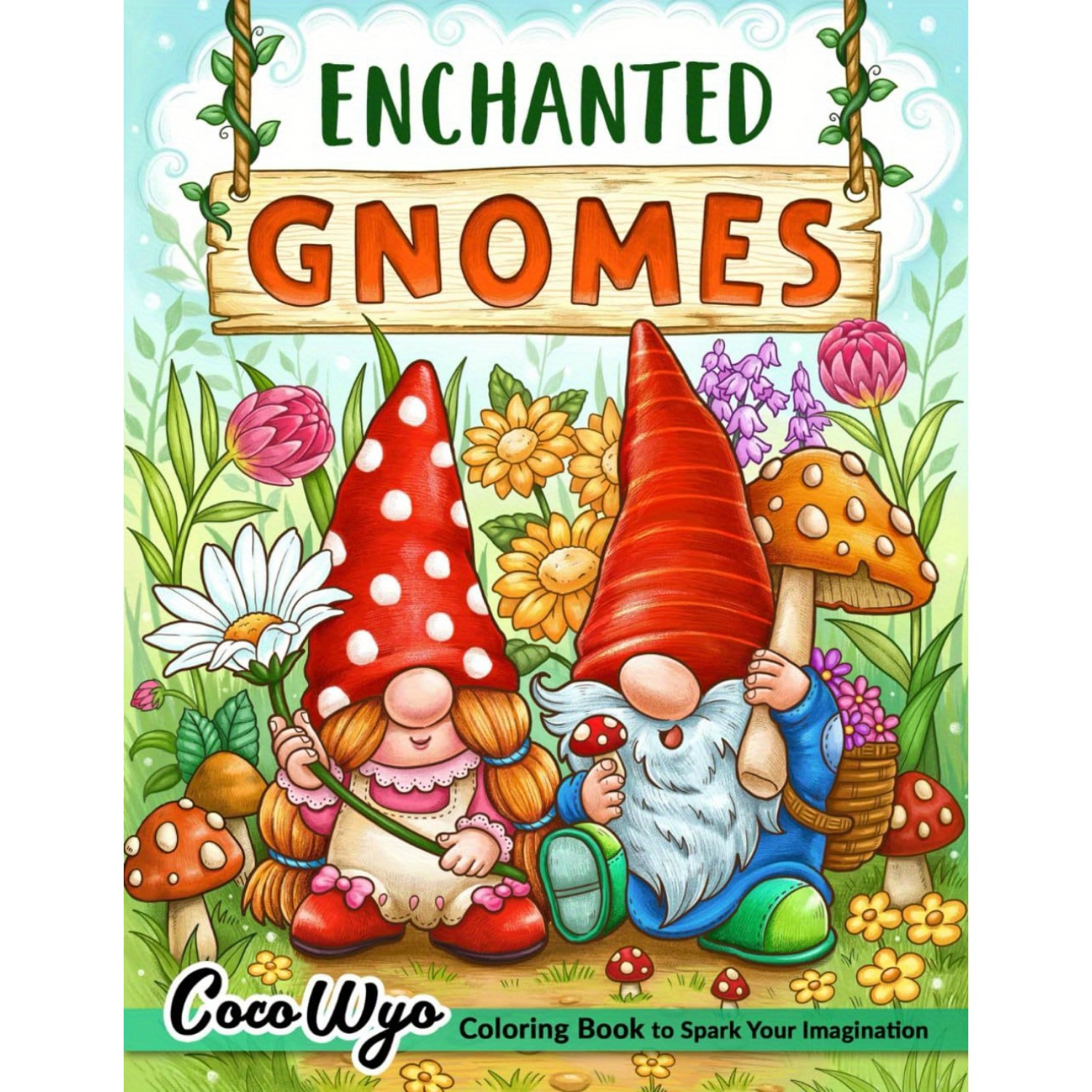 

Gnomes Adult Coloring Book: Fantasy Gnome Designs For Relaxation And Creative , High-quality Paper Material