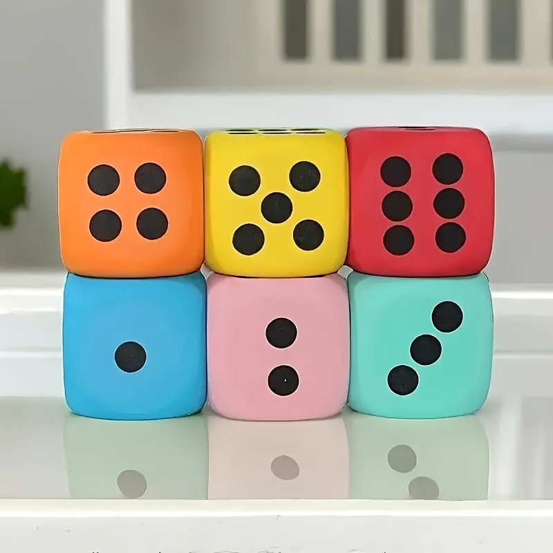 6p Foam Dice, Perfect For Party Games, Large Foam Dot Counting Colored Dices For, Board Game (6pcs, Random Colors)