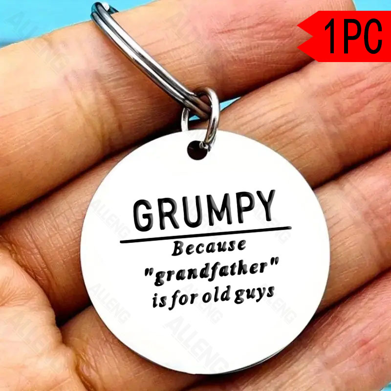 

1pc Alleng Stainless Steel Keychain, Humorous Grandfather Gift, Fathers Day Present, Novelty Accessory For