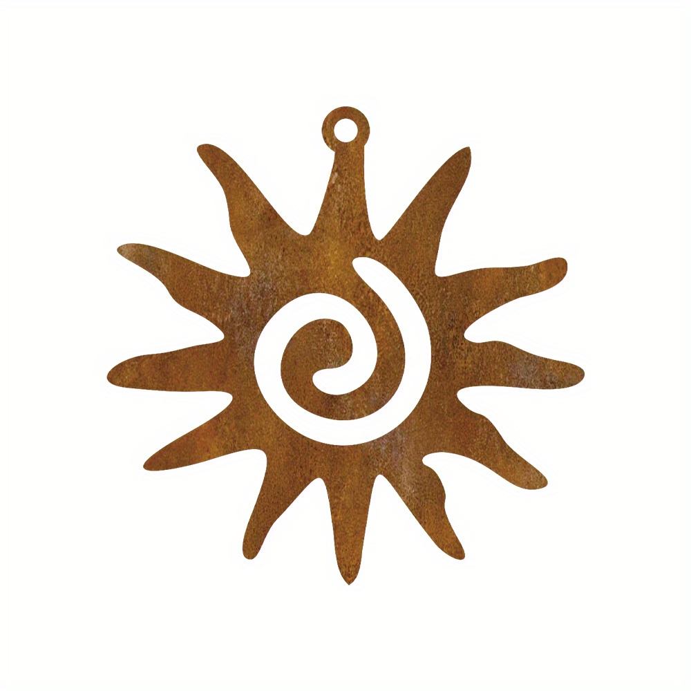 E-shop Rustikaler Metall-Sonnenanhänger mit Windspiel für draußen – Vintage Urlaubsdekoration, Eisen-Sonnenmotiv für Balkon, Weihnachten & ganzjährige