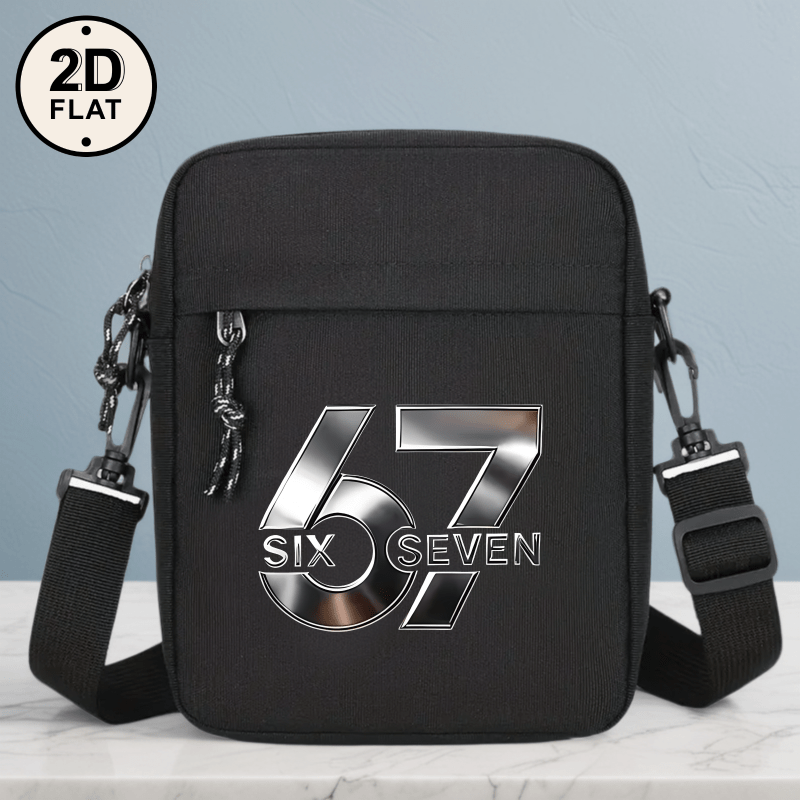 TEMU 1pc Men' Shoulder Bag 170.18cm Printed Men's Crossbody Bag - Adjustable Shoulder Strap, Zipper Closure, Stylish And Durable Polyester Lining,