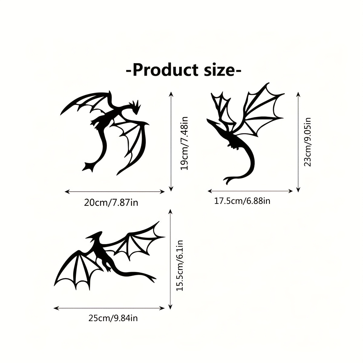 TEMU [2d Flat] Set Of 3 Dragon-shaped Plastic Wall Art Pieces, A Gift For Dragon Enthusiasts, Cave , Suitable For Indoor And Outdoor Home Balcony