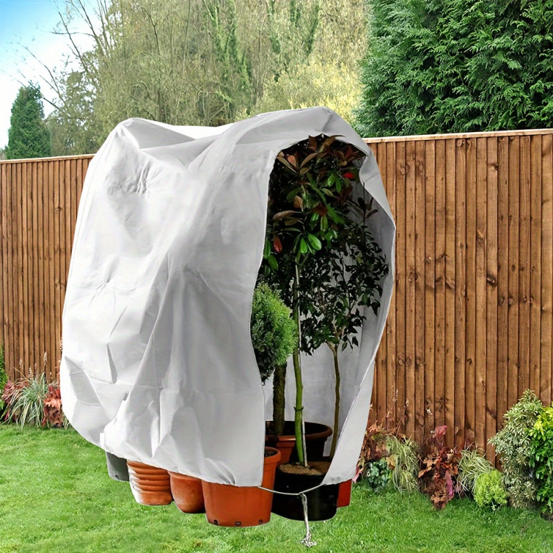 

1pc Extra-large Protection Plant Cover With Zipper & Drawstring - , Reusable Winter Jacket For Fruit Trees, Shrubs & Potted Plants, Sturdy Plastic