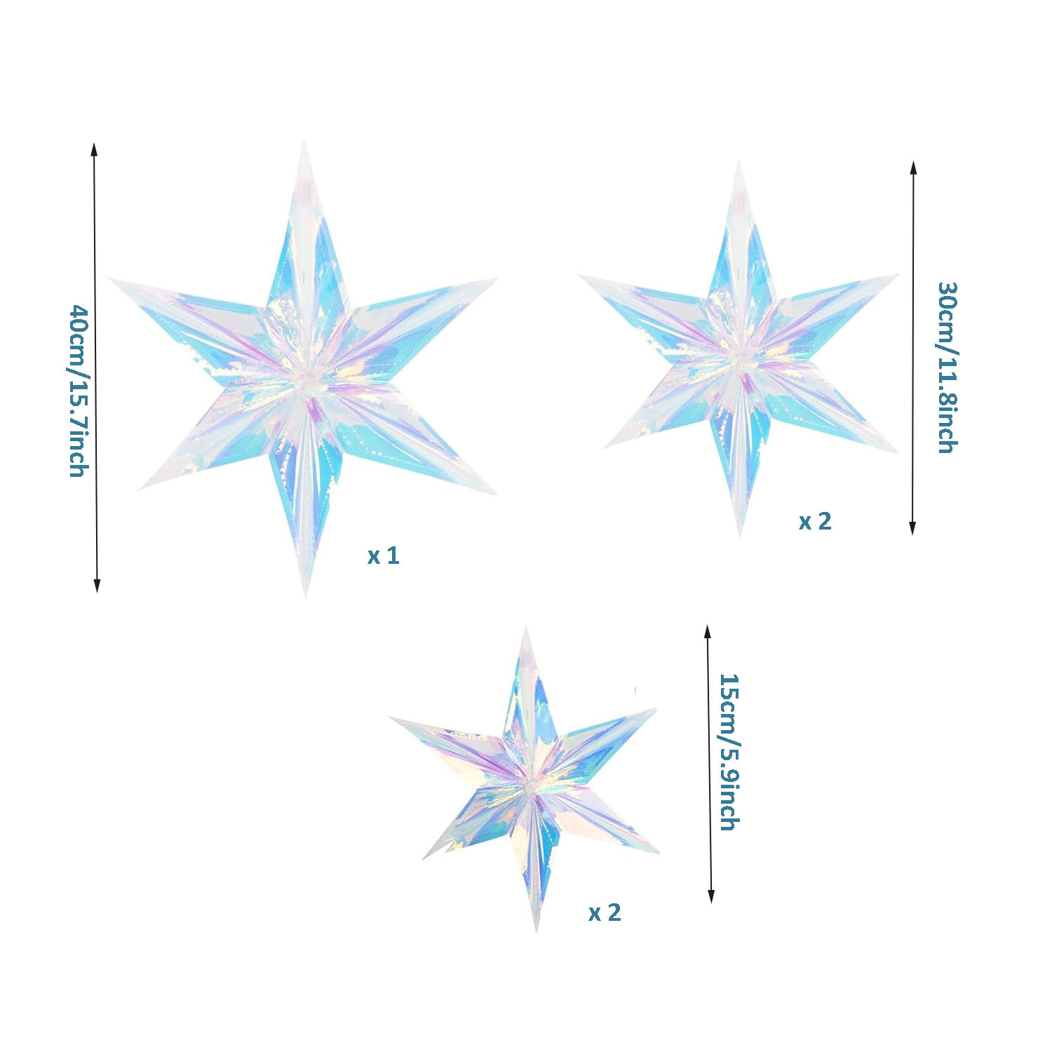 TEMU Set Of 5 Shimmering Hanging Decorations, Star-shaped Foil Ornaments Perfect For Festive Occasions Like Birthdays, Mermaid-themed Events,