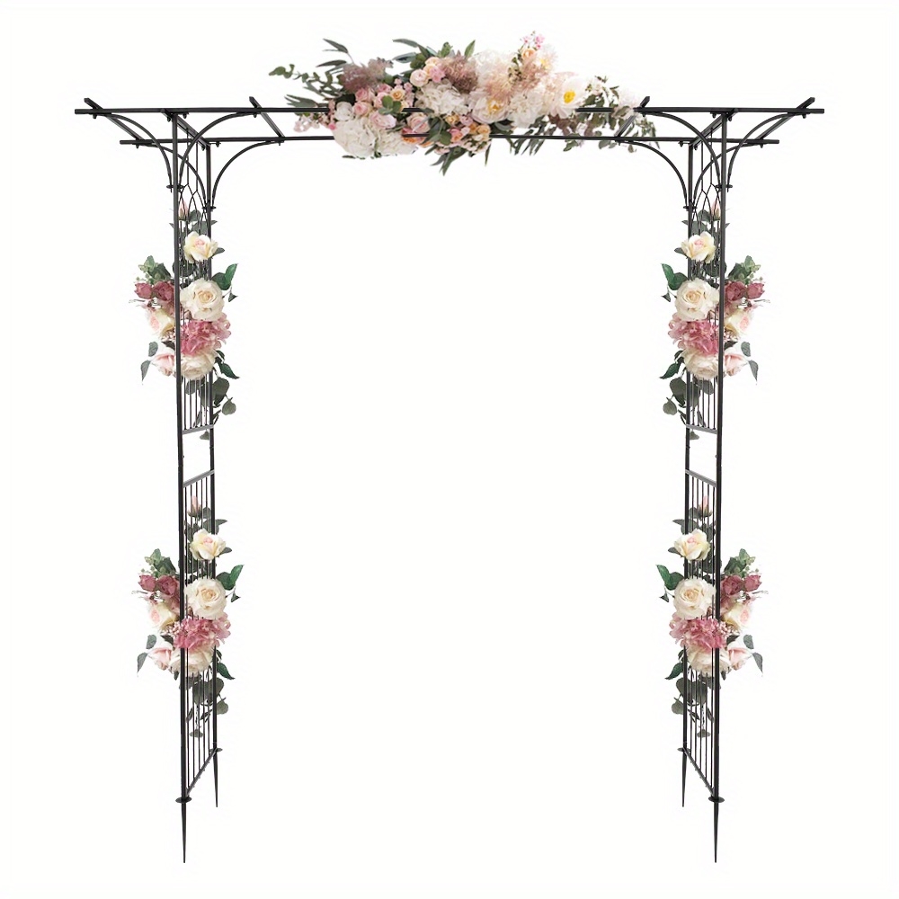 TEMU Iron Arch Black Iron Art 7ft Double Layer 206*41*208cm Flat Top Courtyard Arc Top Black Iron Art Iron Arch