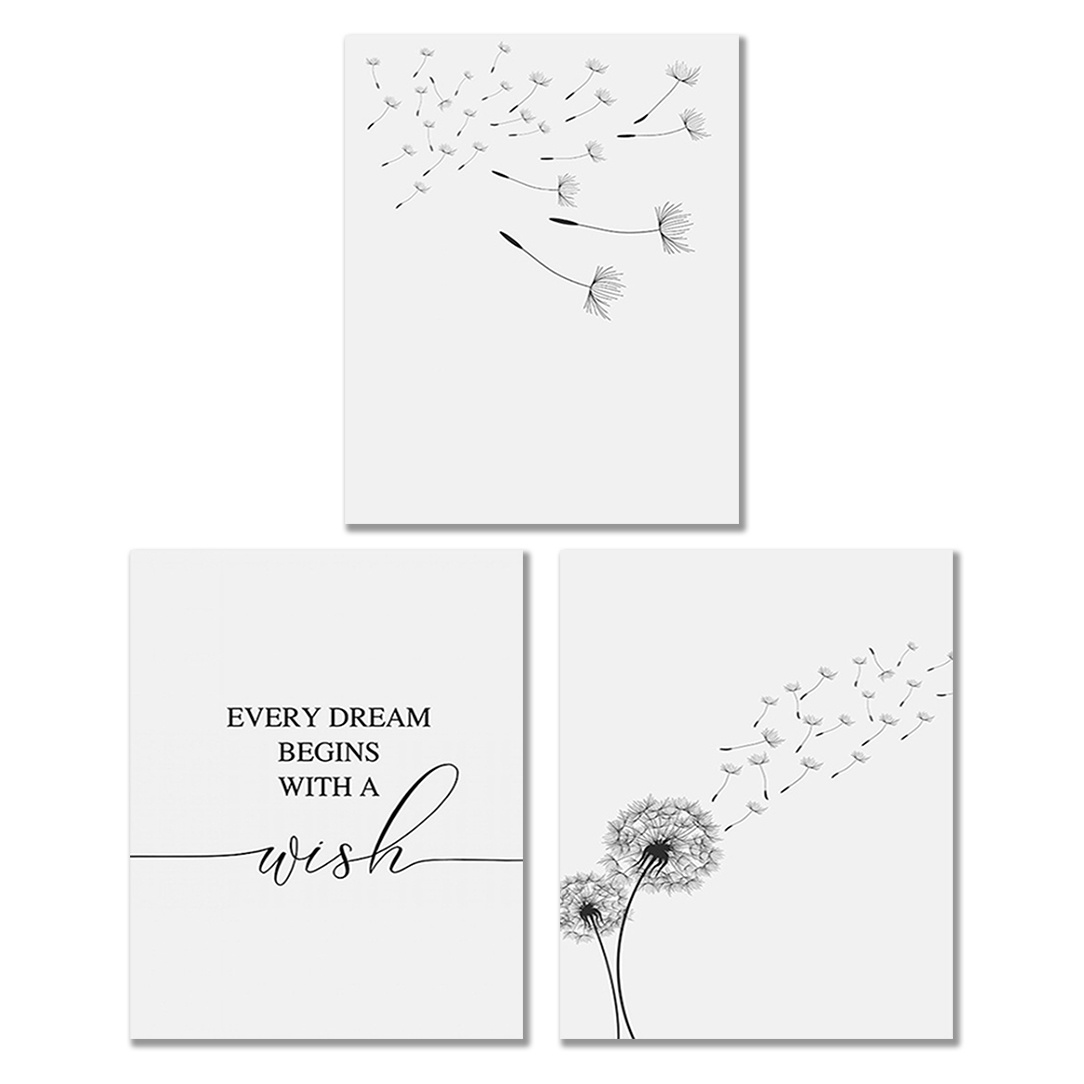 

Room Decor 3pcs Set Dandelion , 8x10 Inch Paper Posters, Inspirational Quotes, & Classroom Decor, Ready To Hang