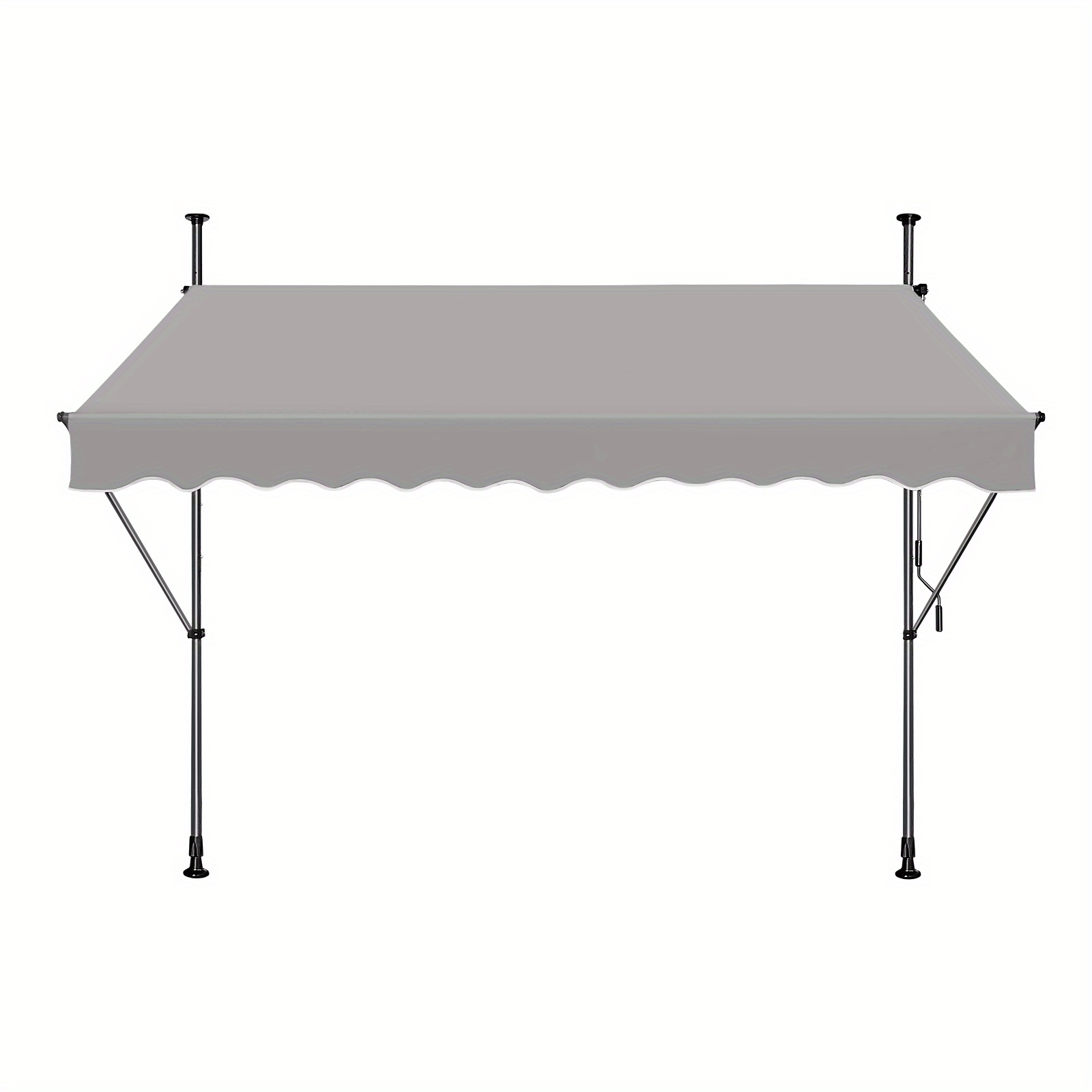 Image of Clamp-on Awning With Crank Handle, Balcony Awning, No Drilling Required, Adjustable, Use, Light Gray, 200x120cm / 250x120cm / 300x120cm / 350x120cm