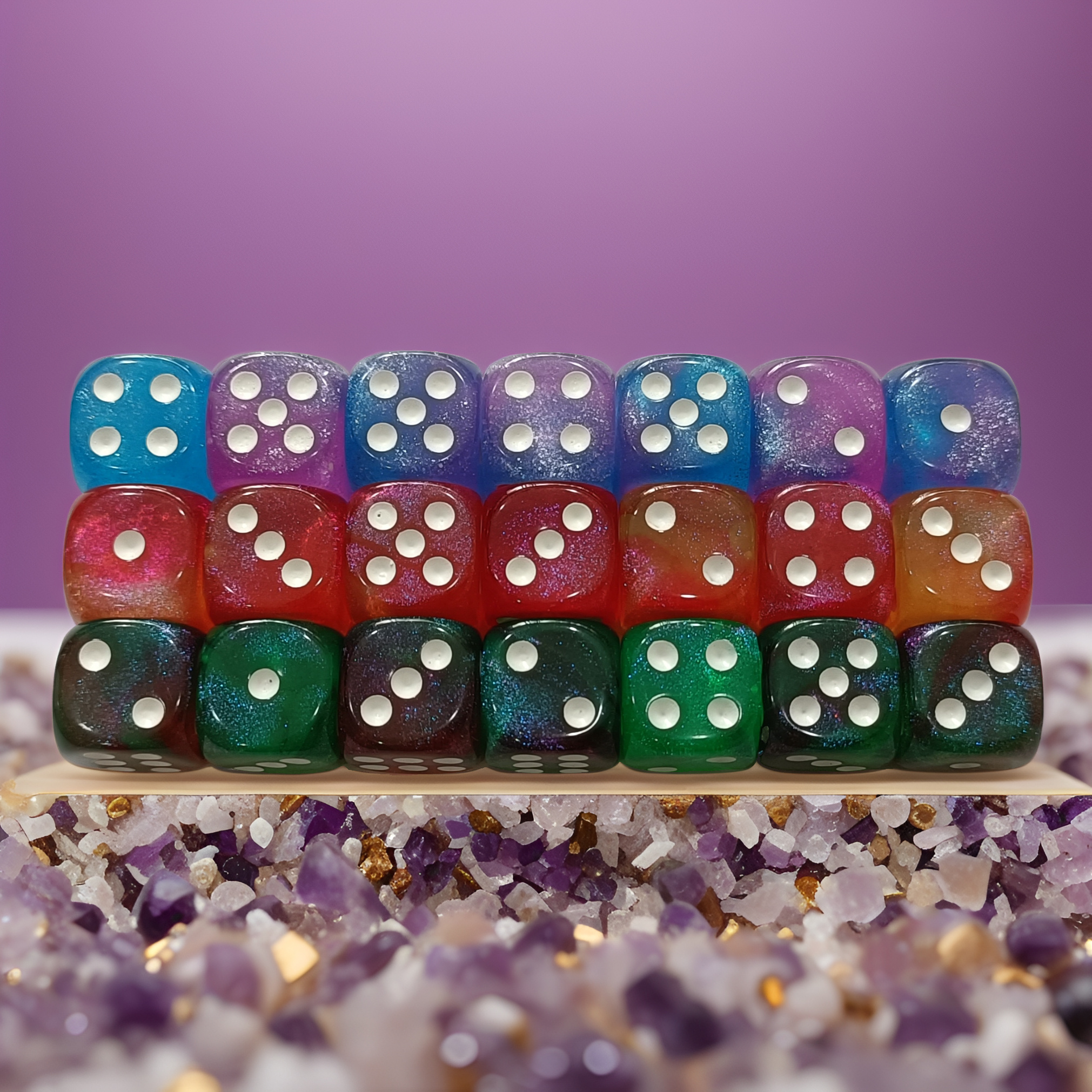 8pcs High-Brightness Iridescent Two-Tone Dice