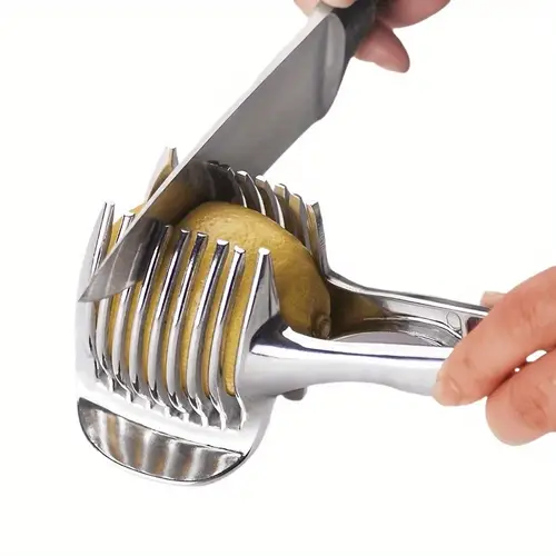 stainless steel tomato lemon slicer effortless kitchen tool with design for easy slicing of tomatoes lemons and onions tomato slicer