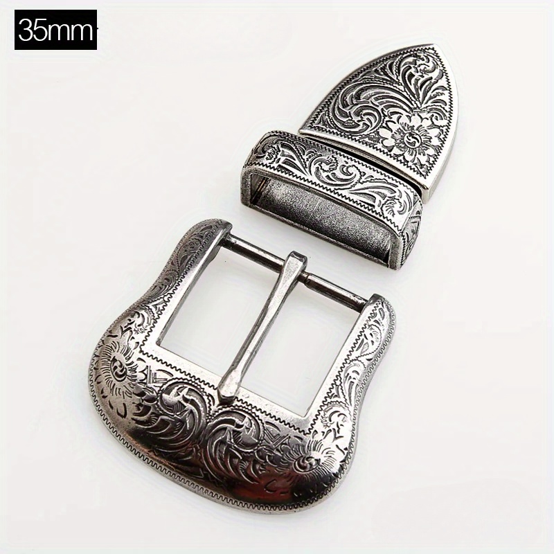 TEMU 3pcs/set Metal Belt For Men Vintage Embossed Pin Buckles Leather Craft