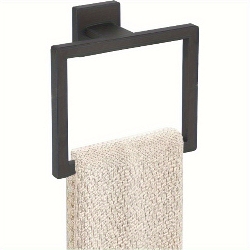   Stainless Steel Towel Ring Holder - Thickened Bathroom Towel Rack, Contemporary Hand Towel Bar with Sleek Black  , Durable   for Stylish Bathroom Decor, Towel Holder for Bathroom, Minimalist Decor, Sturdy Construction,  