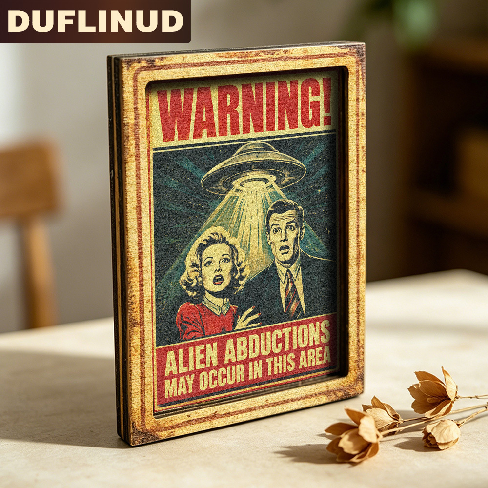 TEMU Imán de nevera estilo retro de ciencia ficción, mini placa decorativa con diseño de y figura aterrada, diseño de póster nostálgico, imán de