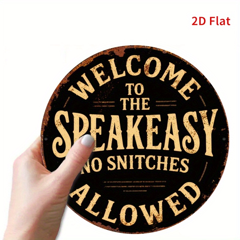 TEMU Vintage Metal Sign "welcome To The , No Snitches Allowed" - 19.81cm Round Aluminum With Worn And Rustic Edges, Durable Indoor/outdoor Decor For