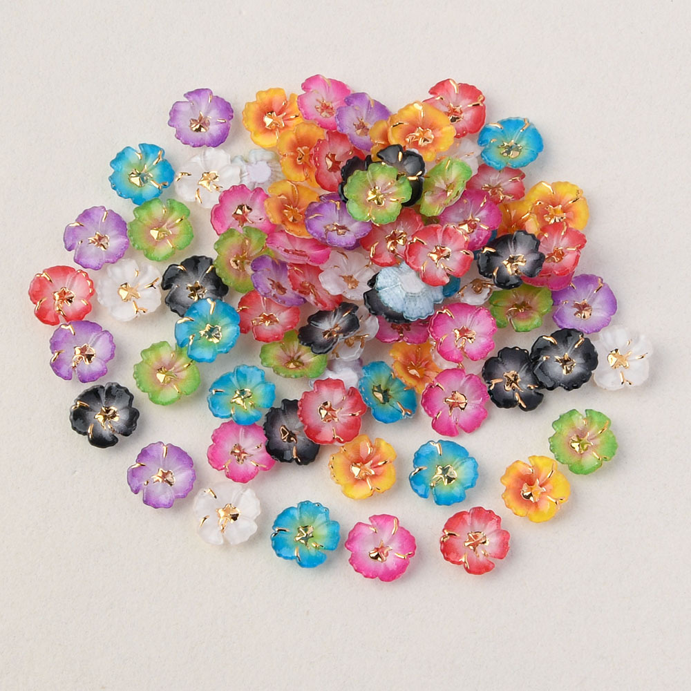 TEMU Acrylic Flower , 1.0cm/0.39inch Mini Gradient Floral Cabochons, 3d Resin-like Flower Embellishments For Crafts, Nail Art, Jewelry Making, Hair