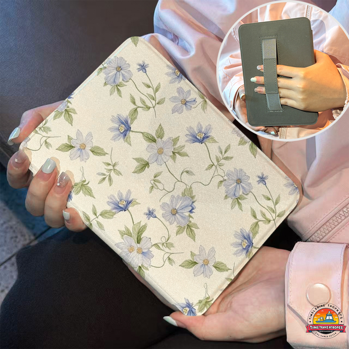TEMU Blue And White Flower Pattern Case For 7/6.8/6 Inch Paperwhite | Colorsoft Additions, Cases, Lightweight Cover, Slim Protective Sleeve With Hand