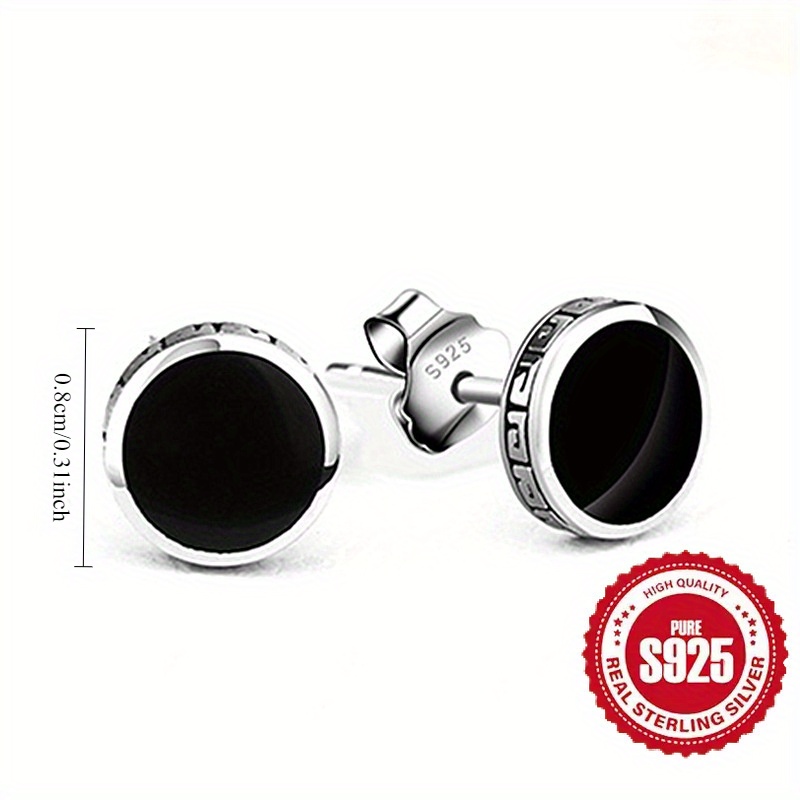 TEMU 1 Pair Of Vintage And Domineering S925 Sterling Silvery Earrings - Hypoallergenic, Perfect Gift, Daily And Party Wear