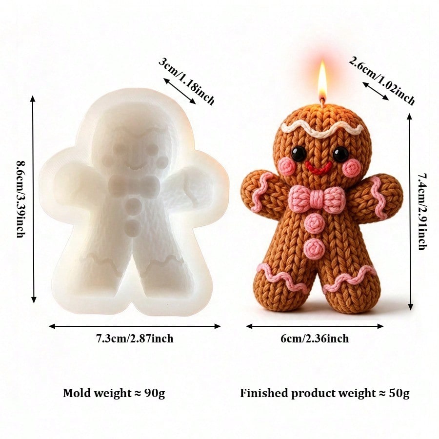 TEMU Nuovo stampo in silicone per candele a forma di panettone natalizio, stampo in silicone a forma di panettone in filato a maglia 3D, per candele