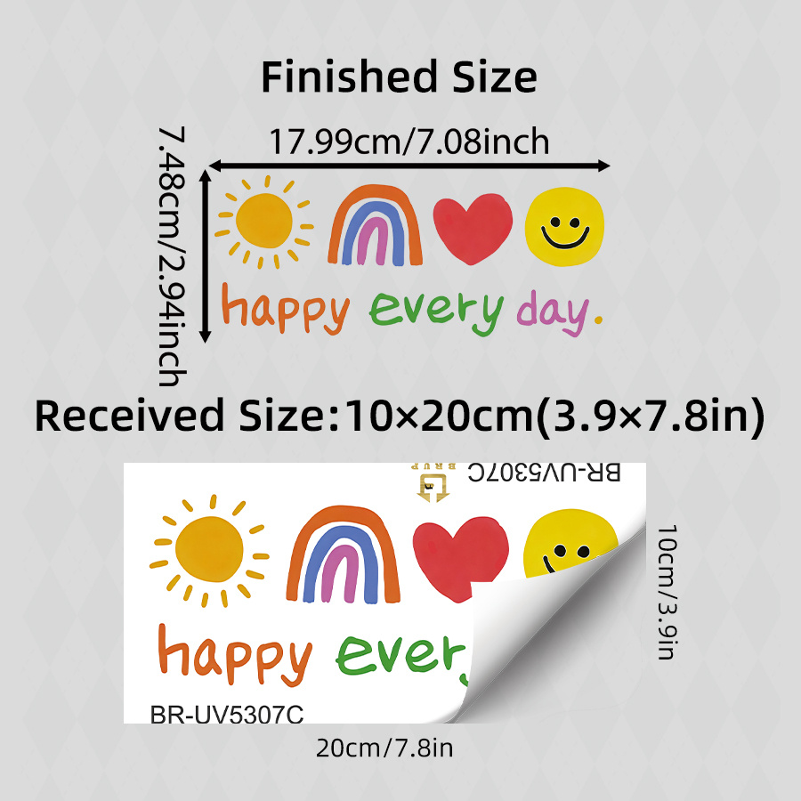 Image of 1pc "happy Day" Colorful Mirror Sticker, Vibrant Sun, Rainbow, Heart And Face Decals For Your Bathroom Mirror, Removable Peel And Stick, Cottagecore Theme Art