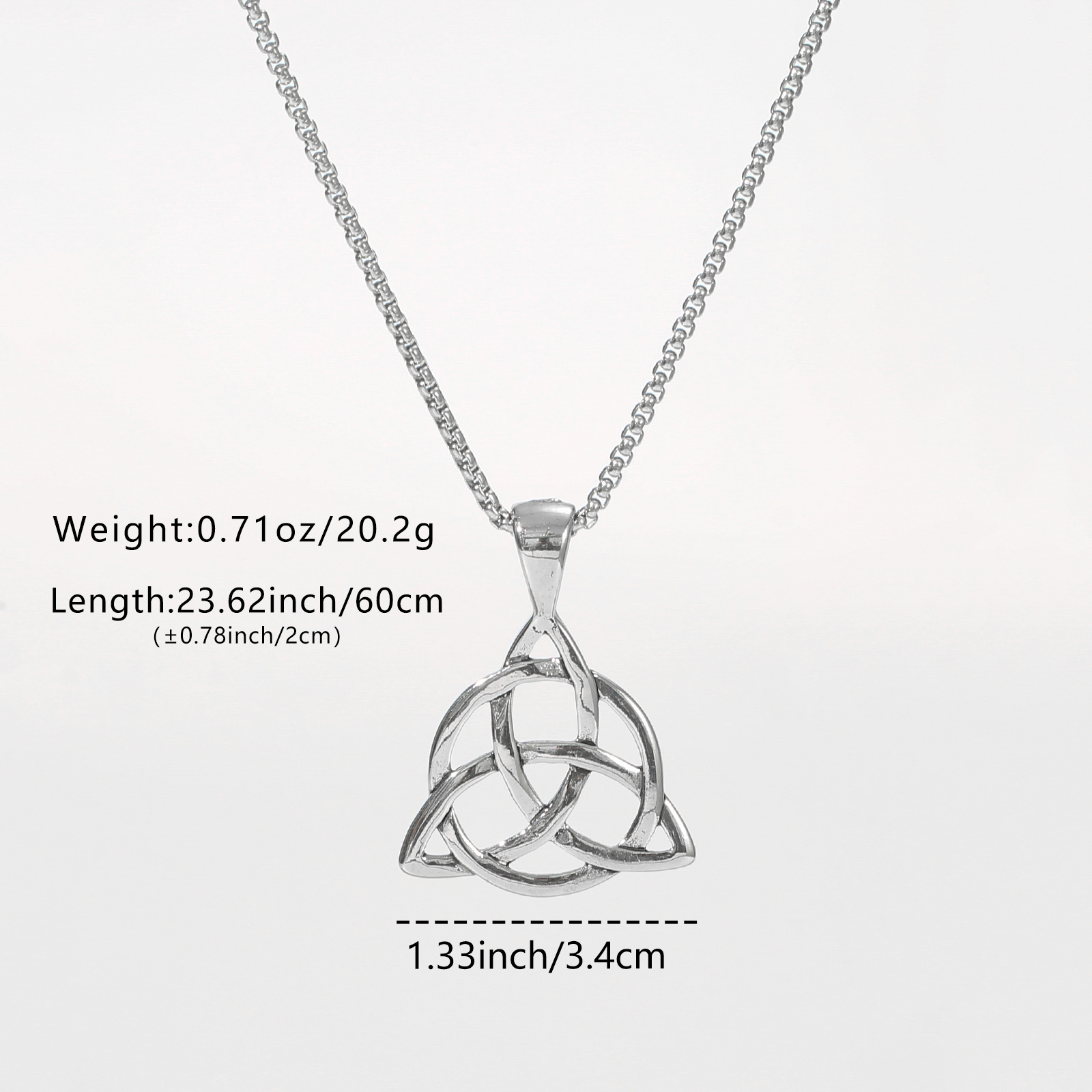 Image of Lnchran 1pc Mens Silvery Celtic Knot Hollow Pendant Necklace 316l Stainless Steel Minimalist Vintage Unique Jewelry