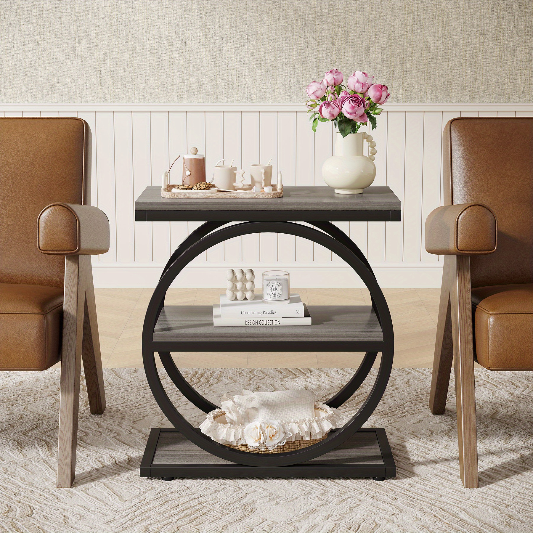 TEMU End Table, 3-tier Side Table, Slim Sofa Side Table For Living Room, Tall Bedside Table Nightstand For Bedroom