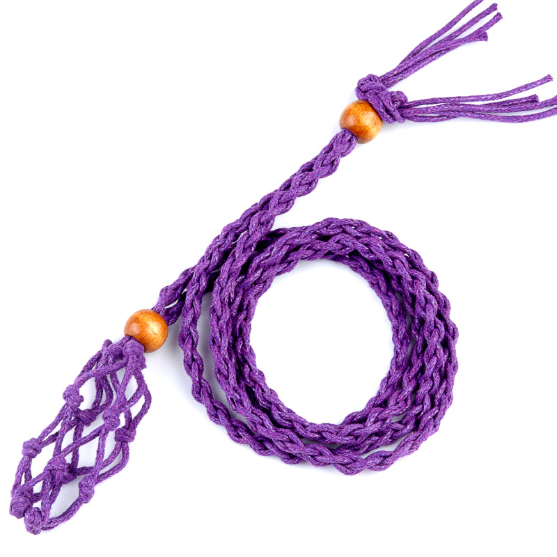 2pcs Handmade Adjustable Braided Net Bag Necklace with Stone Pendant