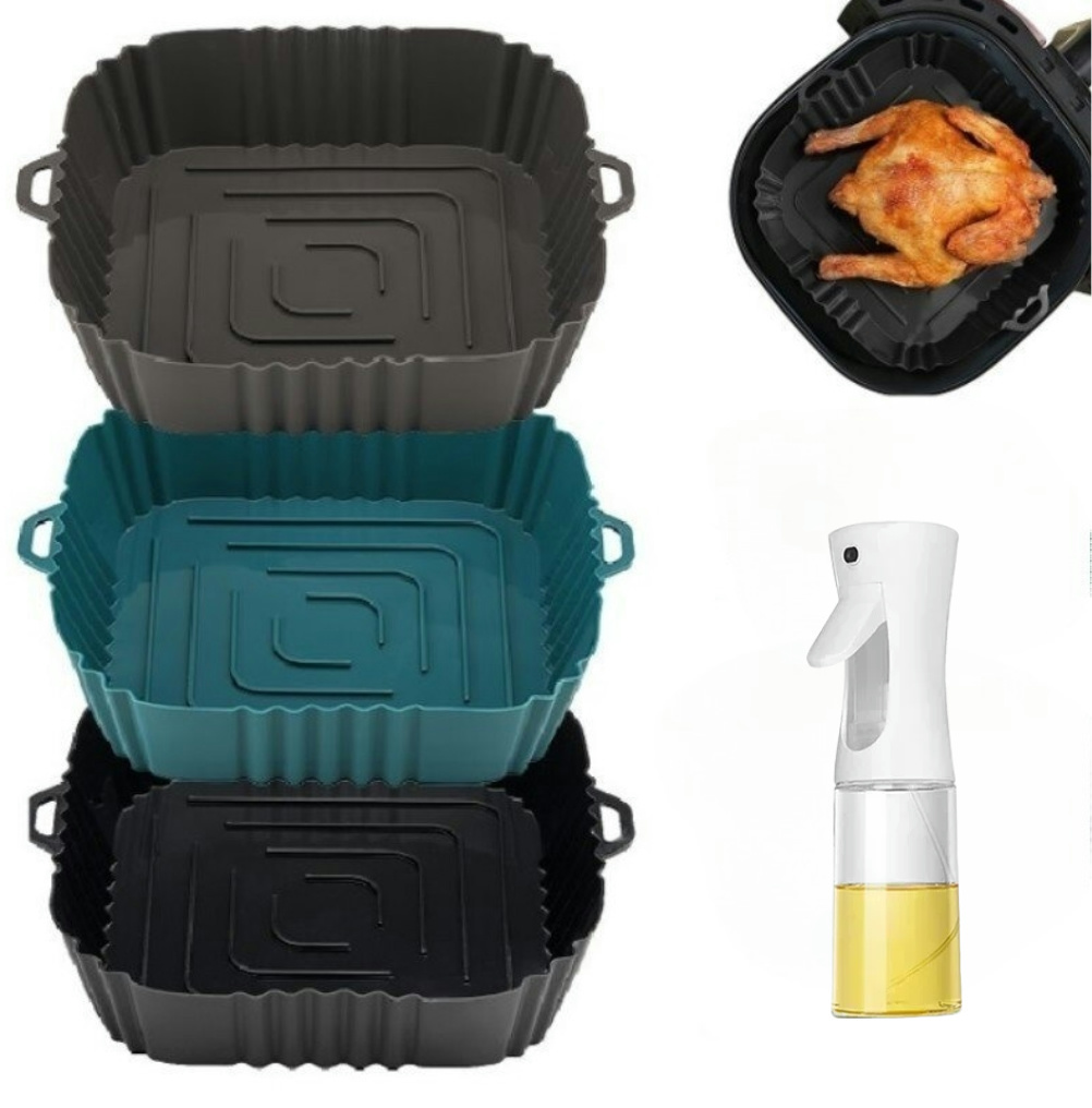 3pcs airfryersilicone baking tray air fryer tray room household bottle oil spray pot air fryer oil spray kitchen cooking oil spray pot spray bottle   details 0