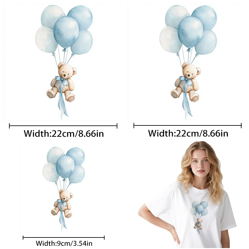 TEMU 3 pezzi di adesivi termoadesivi ad definizione con simpatici di peluche e palloncini, toppe termoadesive, adatte per zaini, cuscini, pantaloni,