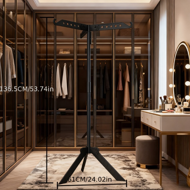 TEMU Triangular Clothes Rack The Needs Of Large Family Drying, Balcony- Triangular Wind-resistant Structure, Foldable Against The Wall To , Partition