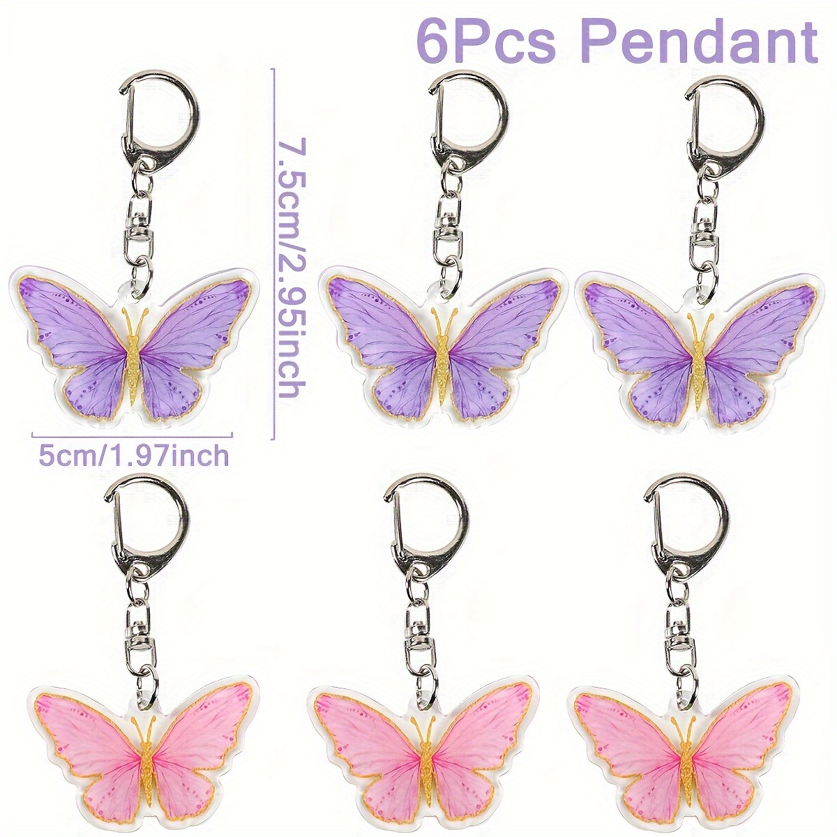 TEMU de 6 : Porte-clés Papillon Rose-Violet en Acrylique, Décorations de Mariage et de Fête Nuptiale, Fournitures de Fête d'Anniversaire, Décorations