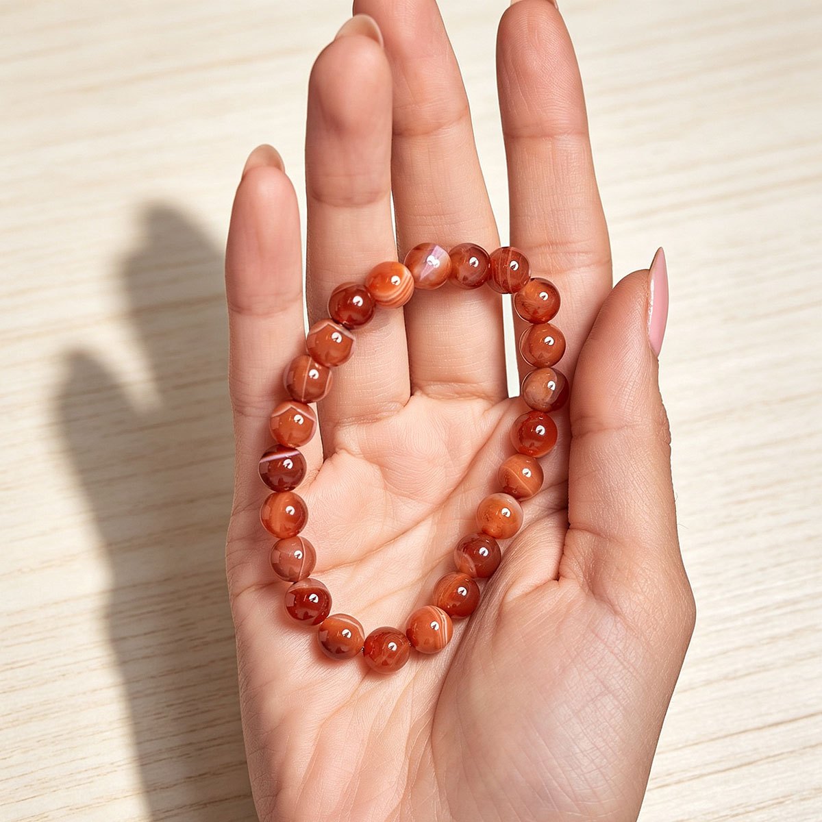 Elegant Carnelian Bead Bracelet, Natural Stone Jewelry