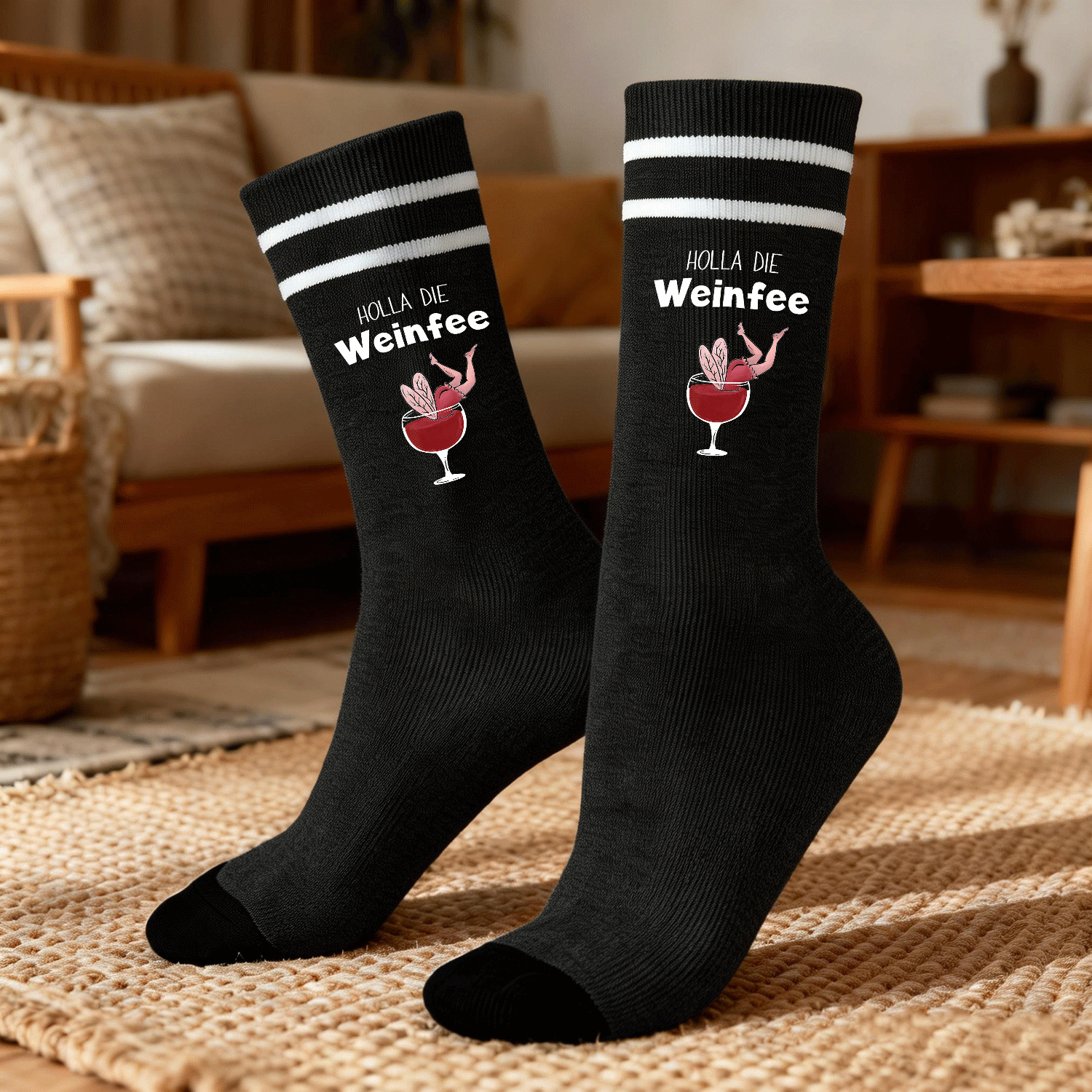 Image of 1 Pair Wine Gift Idea- Die Weinfee- Women's And Men's Party Unisex Funny Pattern Socks For Men And Women