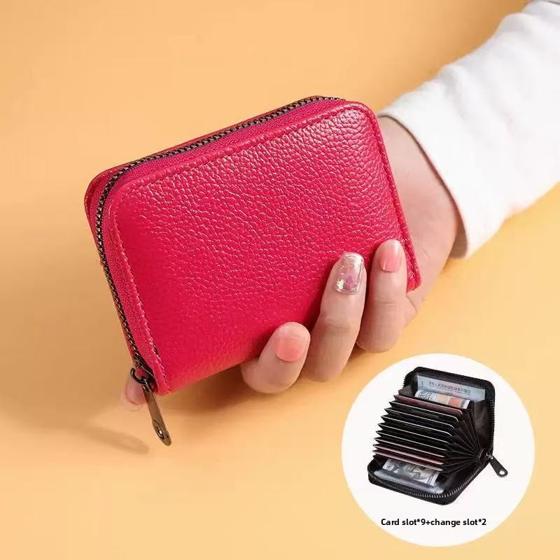 TEMU Women's Anti-theft Wallet, Wallet, Credit Card Holder - Fashionable Zipper Design, Solid Color Minimalist Style, With Multiple Card Slots, Coin