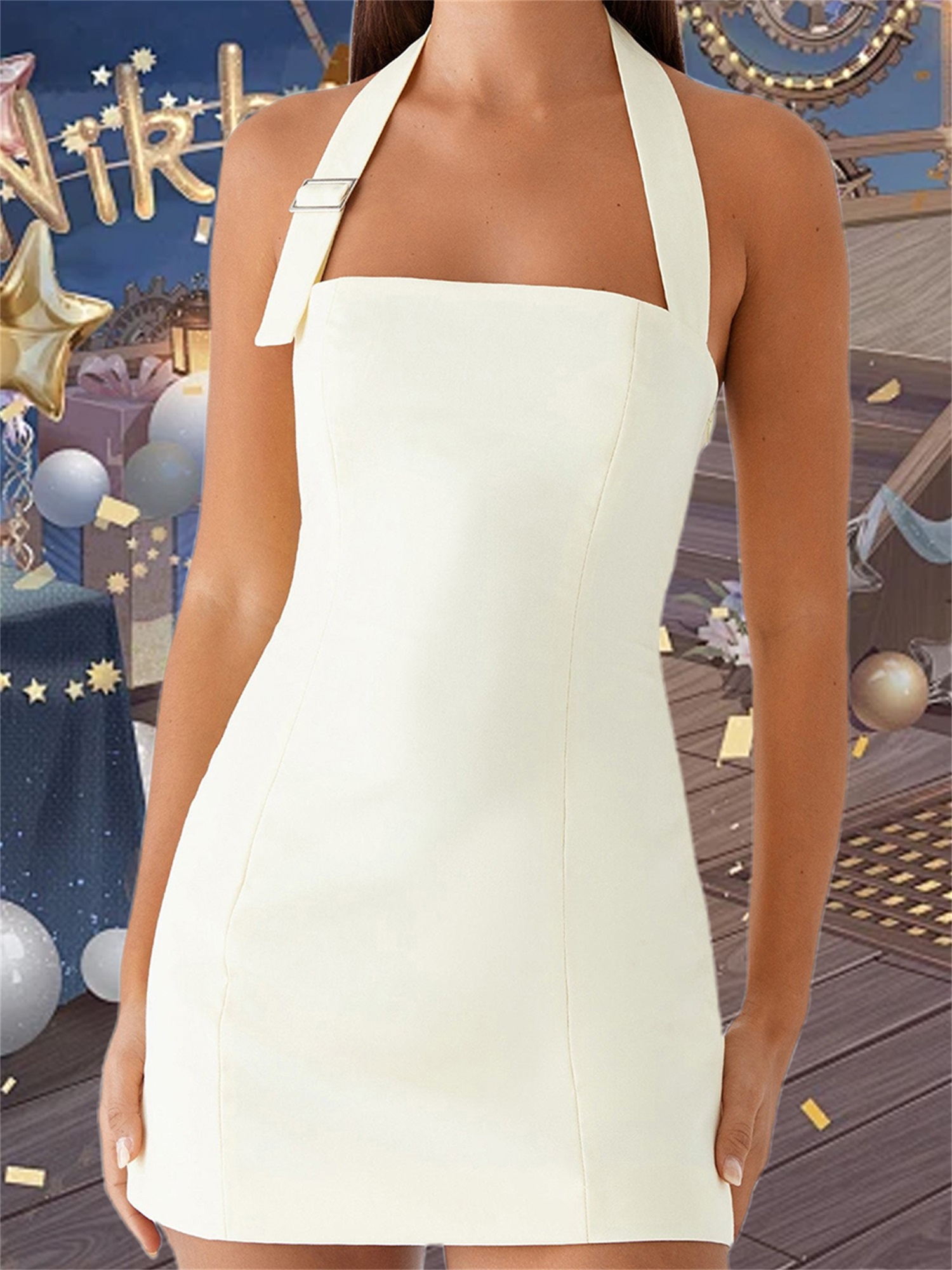 white halter polka dot dress White Polka Dot Halter Dress