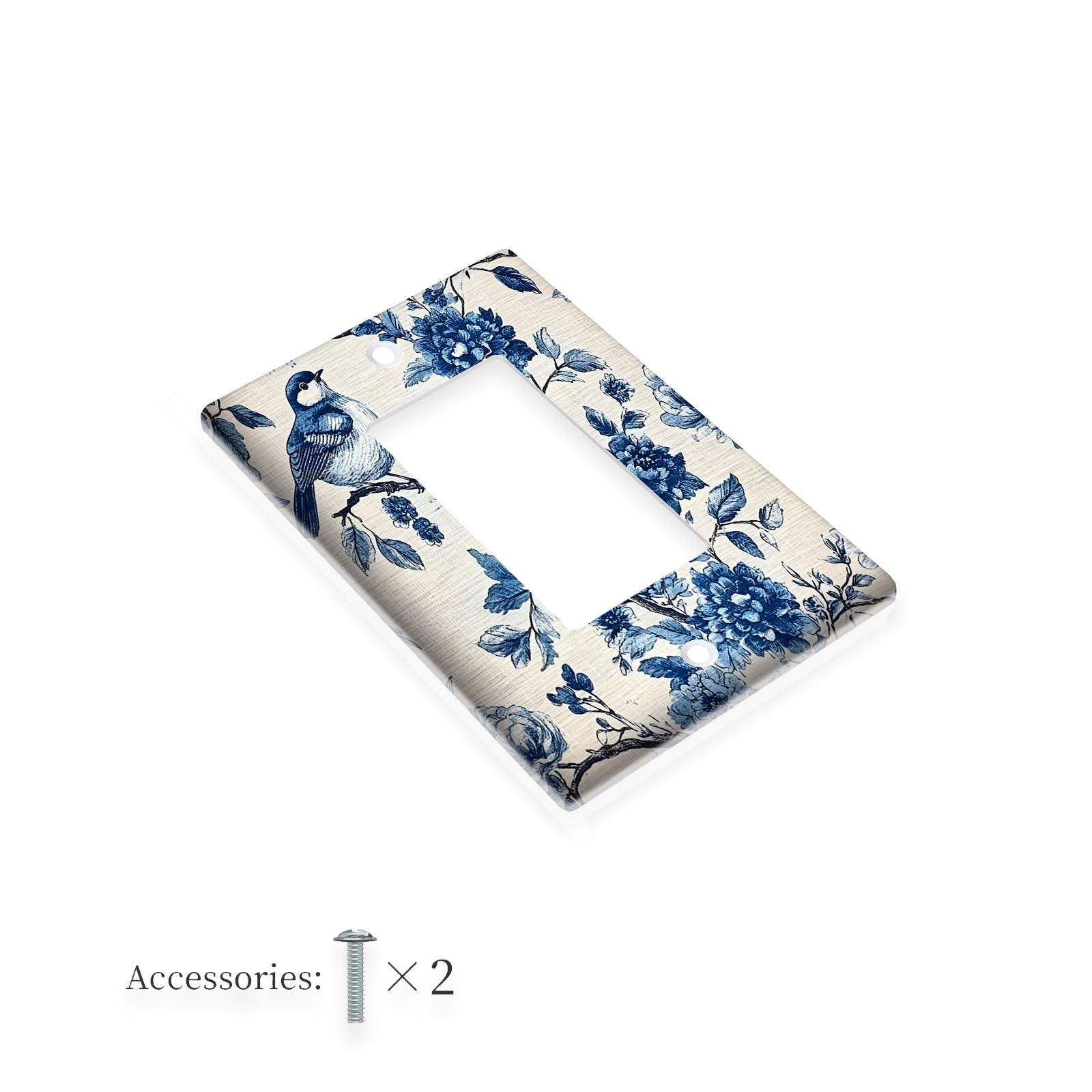 TEMU 1pc 1gang/2gang Blue Birds And Flowers Light Switch Cover Plate For Decorative Room Decor In Bedroom, Bathroom, Or Playroom
