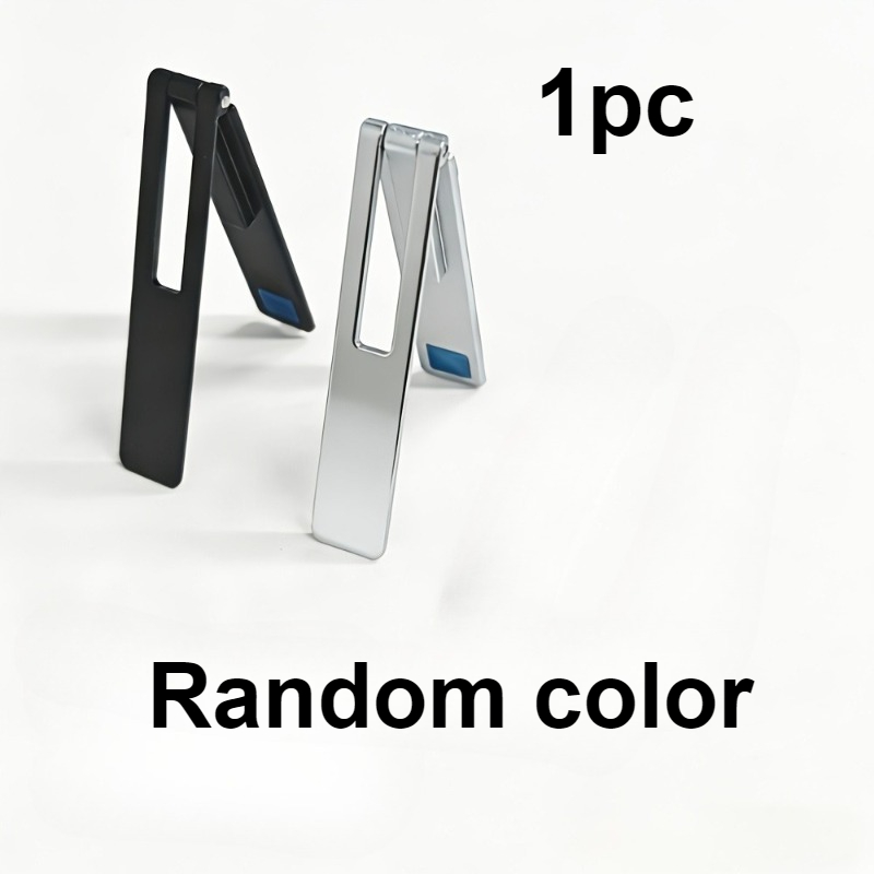 TEMU 1pc Ultra-thin Metal Folding Phone Stand, Random Color, With Invisible Back Adhesive Pad - Portable Stand, Alloy Material, Desktop Phone Holder,