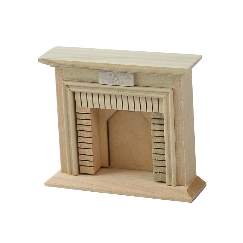 TEMU 1:12 Scale Mini Dollhouse Furniture Ornament Wooden Simulated Fireplace Model Dollhouse Miniature Scene Model Decoration