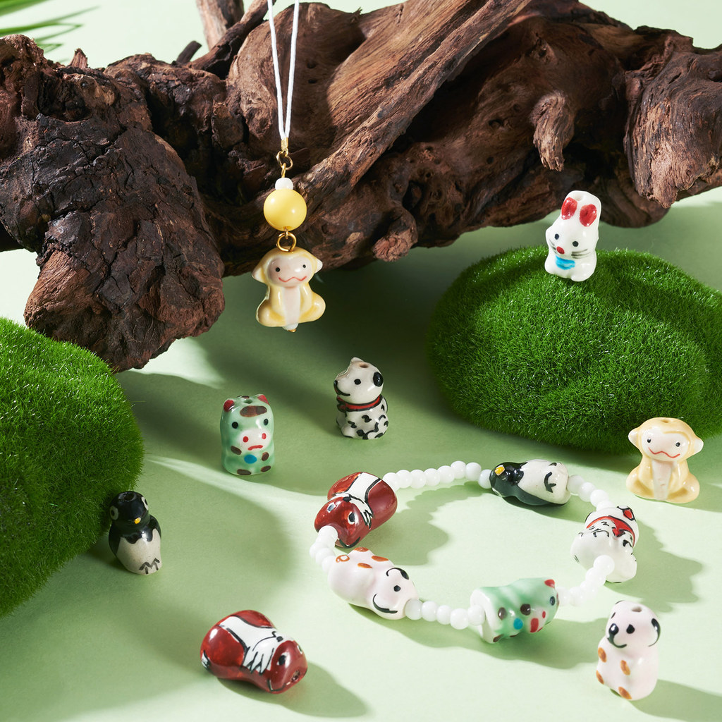 7pcs Handmade Porcelain Beads for DIY Jewellery Making