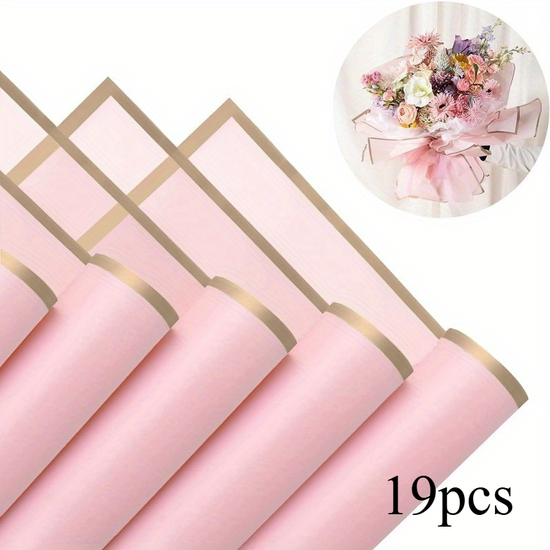 TEMU 19 hojas de papel de regalo con bordes dorados para flores, de floristería, envoltorios de regalo y otros suministros florales