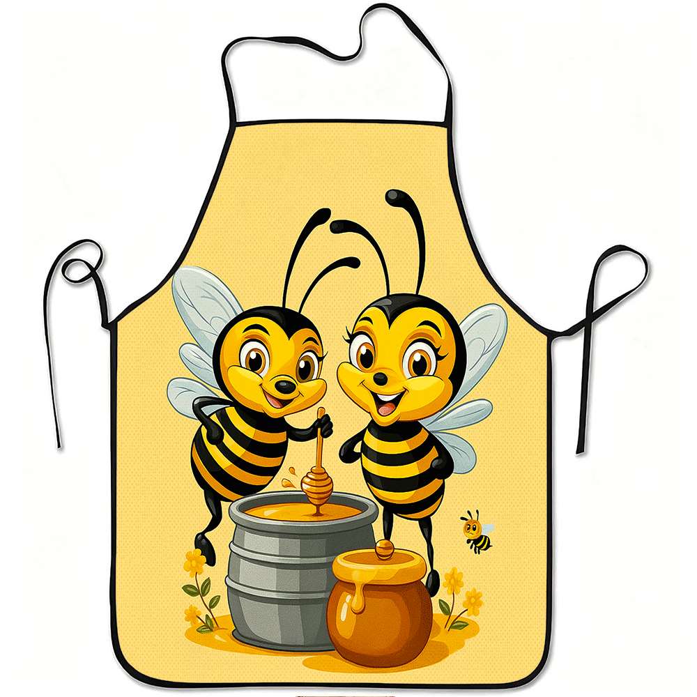 TEMU A Cute Bee-themed Apron Made From Durable And Easy-to-clean Polyester, The Kitchen, Gardening, Fruit Picking, And Available For Christmas And