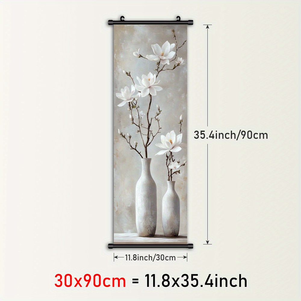 E-shop 2D Flach, 2D Flach, . Magnolien Wandkunst im Rahmen, Vasen Leinwand Poster, Weiße Blumen Plastik Hängebild, Minimalistische Wanddeko, Zweige