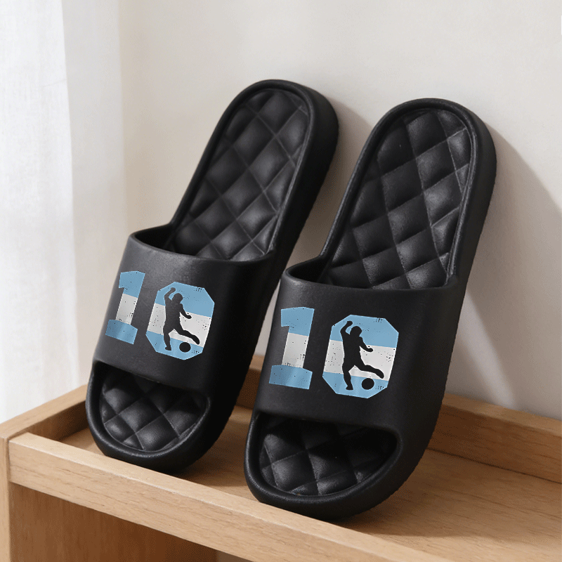 TEMU Football Simple And Casual Slippers, Suitable For , Worn Indoors And Outdoors, In Plus Sizes, Unisex, And Couple Styles, Men's Sandals, Men's